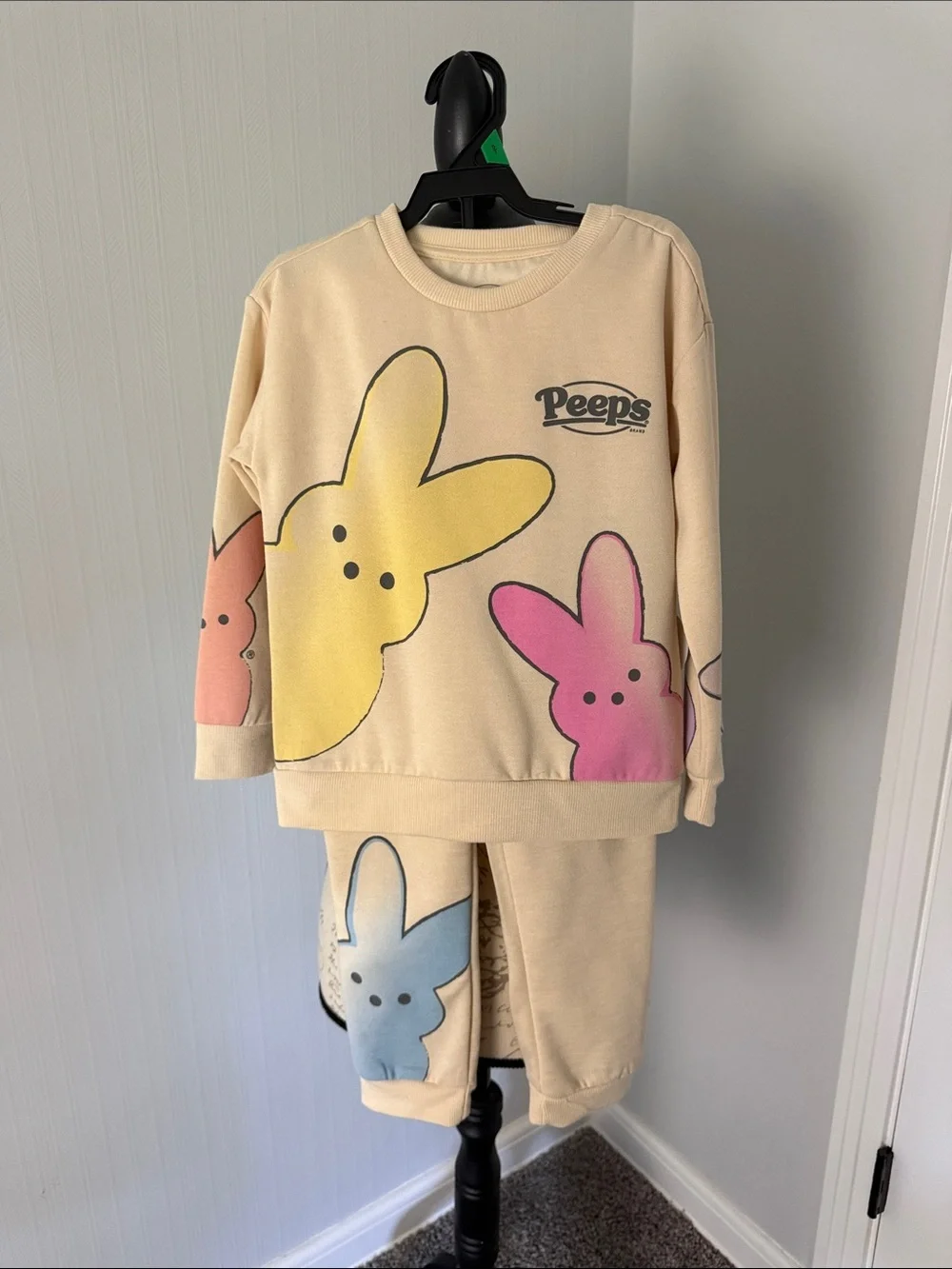 PEEPS Bunny Toddler Girls Easter Crewneck and Joggers Set, 2-Piece NWT (5T)